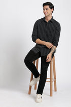 Black Striped Cotton Shirt - Shirt - 240527991