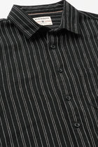 Black Striped Cotton Shirt - Shirt - 240527991