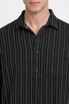 Black Striped Cotton Shirt - Shirt - 240527991