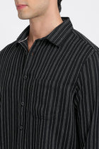 Black Striped Cotton Shirt - Shirt - 240527991