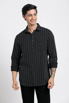 Black Striped Cotton Shirt - Shirt - 240527991