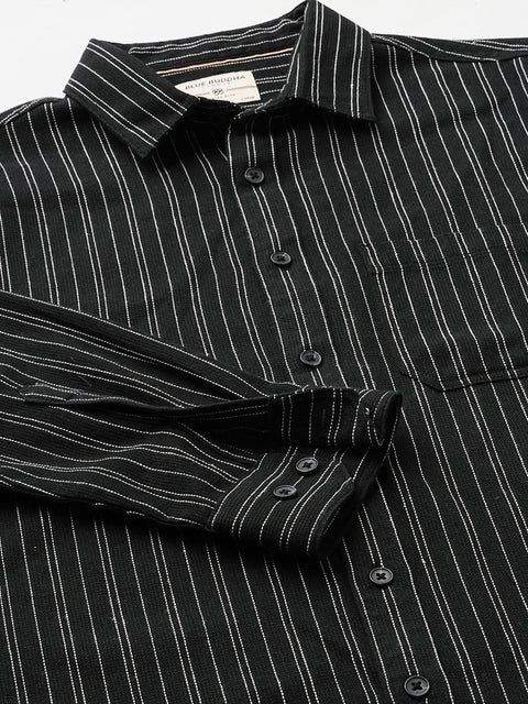 Black Striped Cotton Shirt - Shirt - 240527991