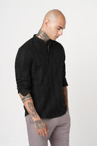 BLACK STRIPED DOBBY KURTA - Kurta - 251133901