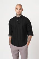 BLACK STRIPED DOBBY KURTA - Kurta - 251133901