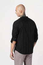 BLACK STRIPED DOBBY KURTA - Kurta - 251133901