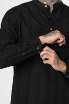 BLACK STRIPED DOBBY KURTA - Kurta - 251133901