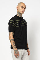 BLACK STRIPED FLATKNIT POLO - T Shirt - 250930850