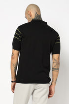 BLACK STRIPED FLATKNIT POLO - T Shirt - 250930850