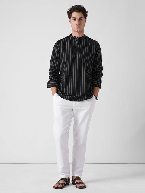 BLACK STRIPED KURTA - Kurta - 260134566