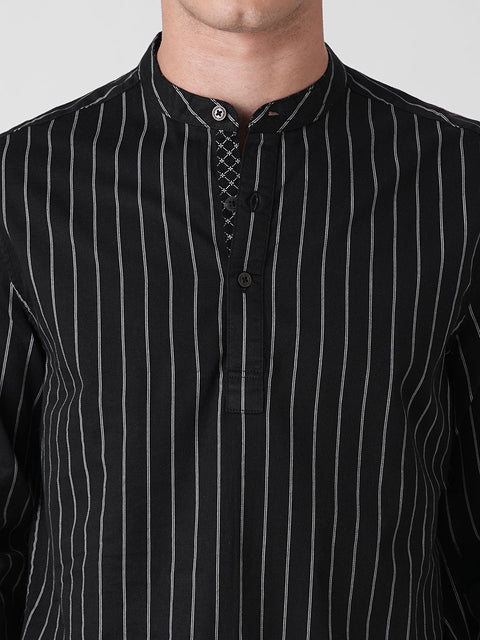 BLACK STRIPED KURTA - Kurta - 260134566