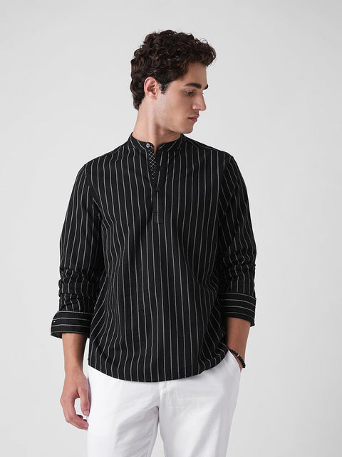 BLACK STRIPED KURTA - Kurta - 260134566