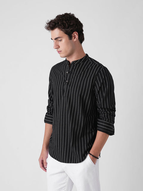 BLACK STRIPED KURTA - Kurta - 260134566
