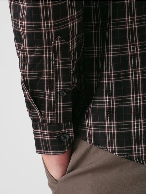 BLACK TWILL CHECKERED TAILORED SHIRT-Shirt - 260134656