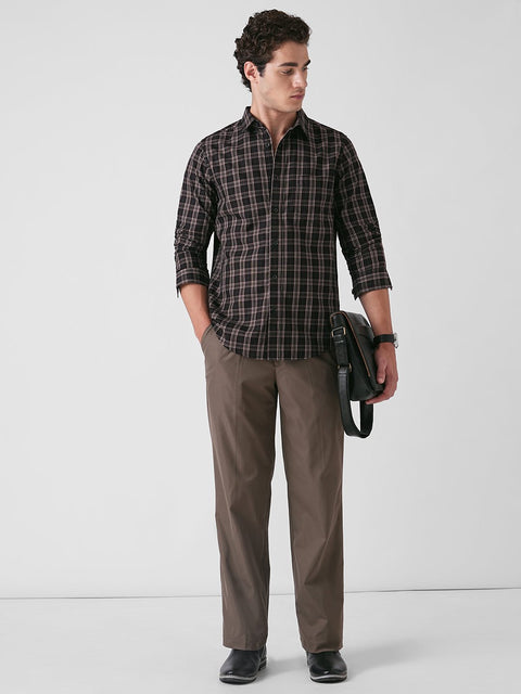 BLACK TWILL CHECKERED TAILORED SHIRT-Shirt - 260134656