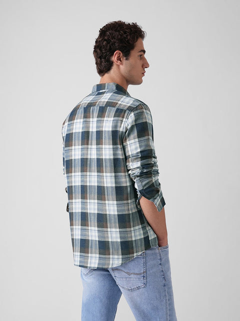 BLUE CHECKED DOBBY COTTON SHIRT-Shirt - 251134116