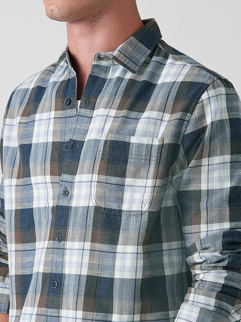 BLUE CHECKED DOBBY COTTON SHIRT-Shirt - 251134116