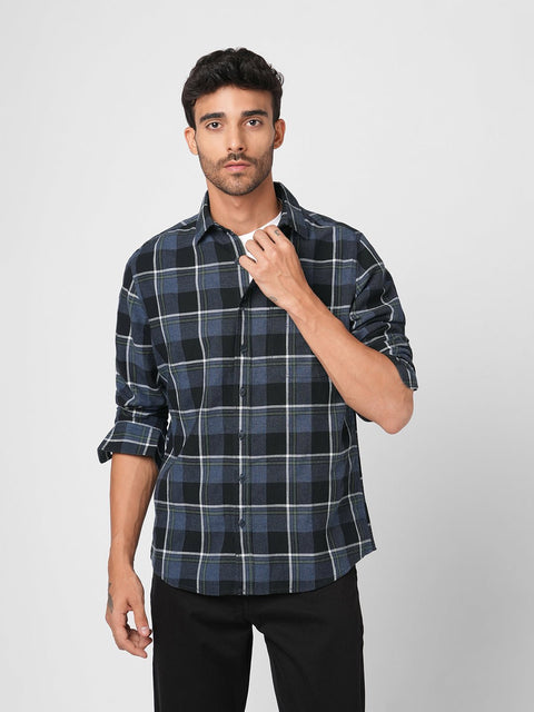 BLUE CHECKERED COTTON SHIRT-Shirt - 251033310