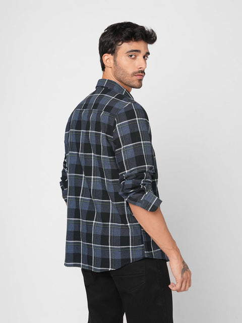 BLUE CHECKERED COTTON SHIRT-Shirt - 251033310