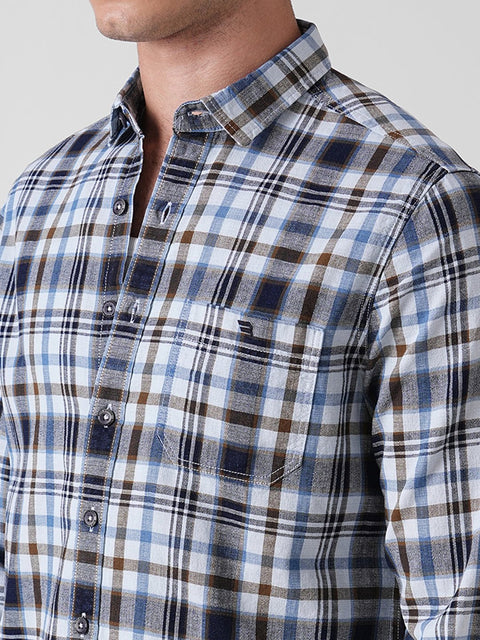 BLUE CHECKERED DOBBY COTTON SHIRT-Shirt - 251033105