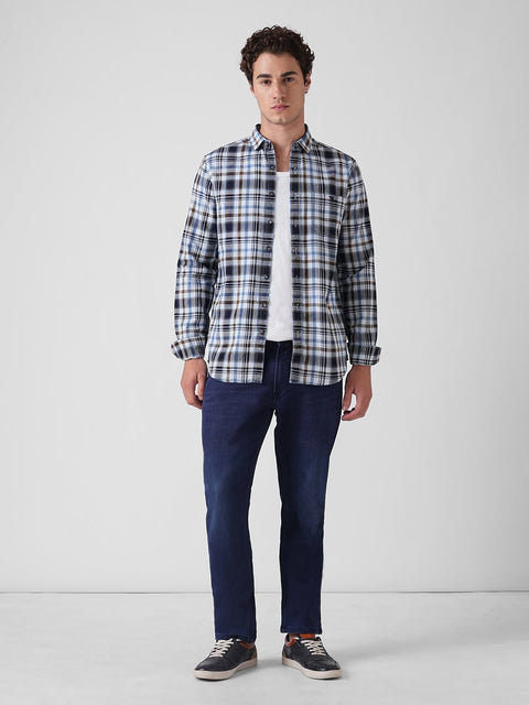 BLUE CHECKERED DOBBY COTTON SHIRT-Shirt - 251033105
