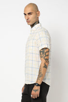 BLUE CHECKERED HALF SLEEVE SHIRT-Shirt - 250531273
