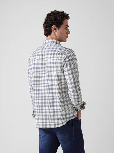 BLUE CHECKERED OXFORD COTTON SHIRT-Shirt - 251133731