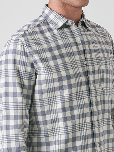 BLUE CHECKERED OXFORD COTTON SHIRT-Shirt - 251133731