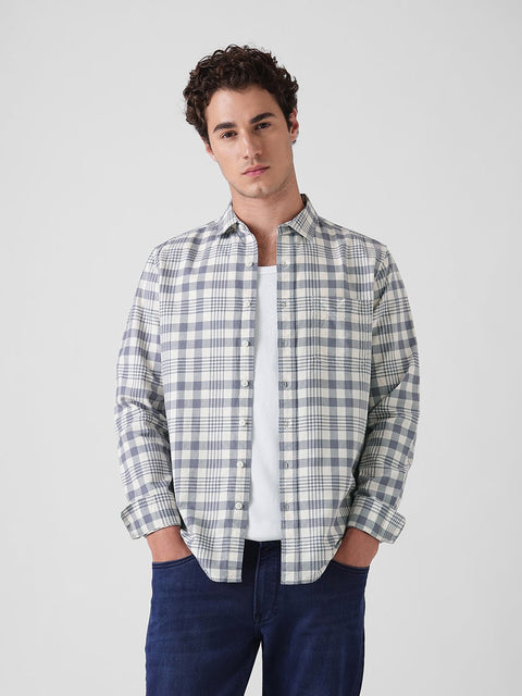BLUE CHECKERED OXFORD COTTON SHIRT-Shirt - 251133731