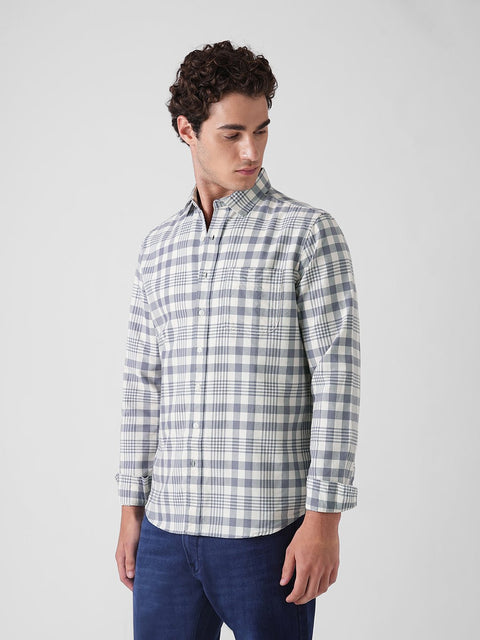 BLUE CHECKERED OXFORD COTTON SHIRT-Shirt - 251133731