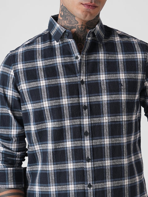 BLUE CHECKERED SLUB SHIRT-Shirt - 251032903