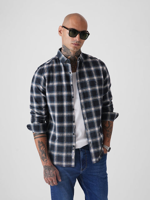BLUE CHECKERED SLUB SHIRT-Shirt - 251032903