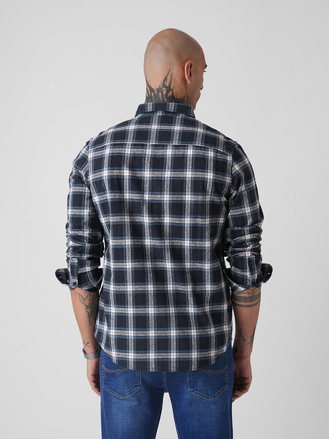 BLUE CHECKERED SLUB SHIRT-Shirt - 251032903