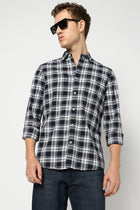 Blue Checkered Tailored Fit Shirt - Shirts - 250330968