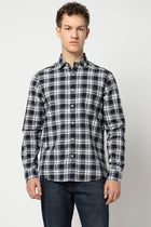 Blue Checkered Tailored Fit Shirt - Shirts - 250330968