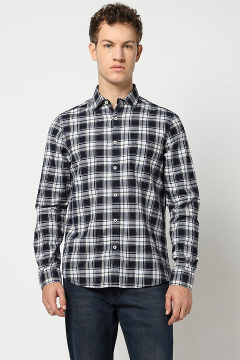 Blue Checkered Tailored Fit Shirt - Shirts - 250330968