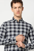 Blue Checkered Tailored Fit Shirt - Shirts - 250330968