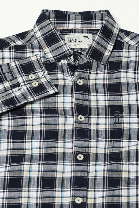 Blue Checkered Tailored Fit Shirt - Shirts - 250330968