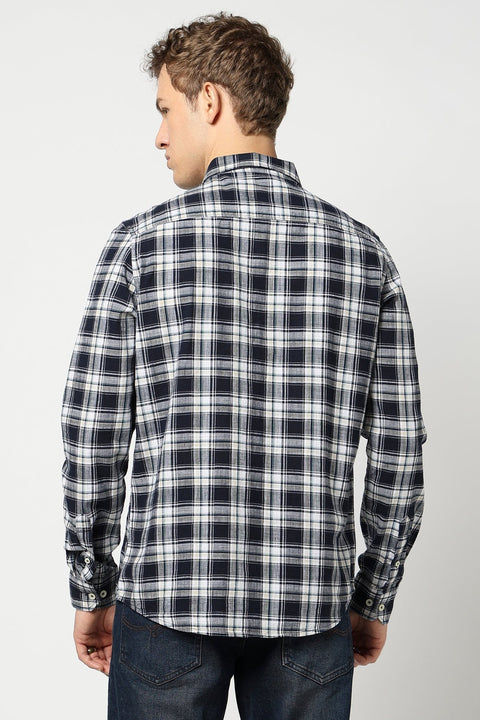 Blue Checkered Tailored Fit Shirt - Shirts - 250330968