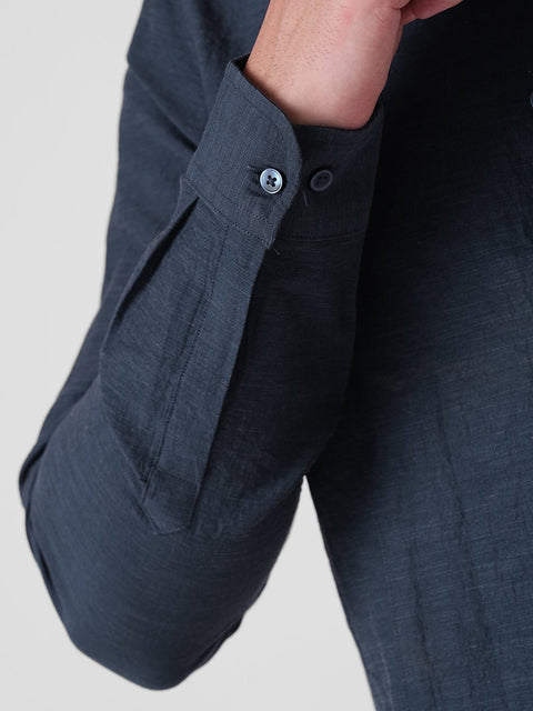 BLUE CRUSH MANDARIN COLLAR SHIRT-Shirt - 260235140
