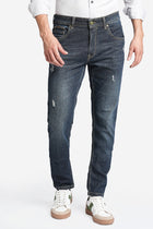 Blue Distressed Skinny Fit Jeans - Jeans - 230510441