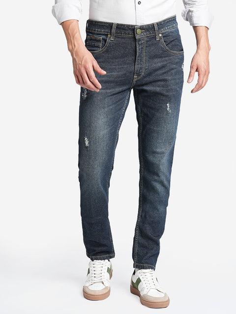 Blue Distressed Skinny Fit Jeans - Jeans - 230510441