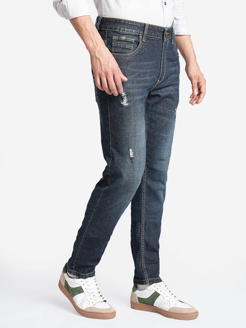 Blue Distressed Skinny Fit Jeans - Jeans - 230510441