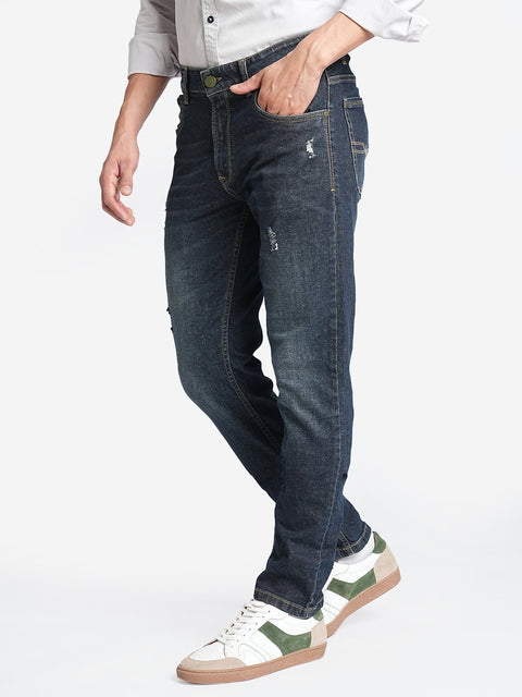 Blue Distressed Skinny Fit Jeans - Jeans - 230510441