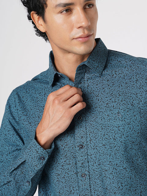 BLUE FLORAL PRINTED OXFORD SHIRT-Shirt - 251033455