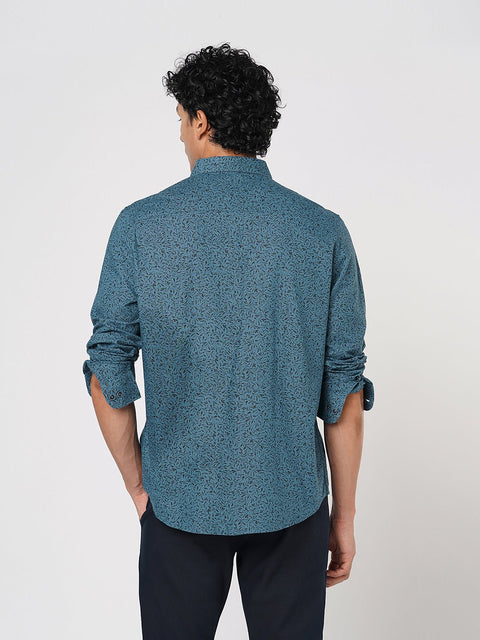 BLUE FLORAL PRINTED OXFORD SHIRT-Shirt - 251033455