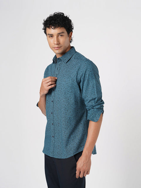 BLUE FLORAL PRINTED OXFORD SHIRT-Shirt - 251033455