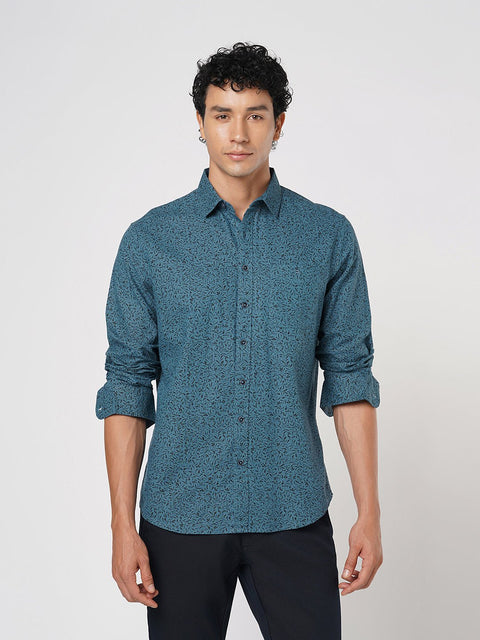 BLUE FLORAL PRINTED OXFORD SHIRT-Shirt - 251033455