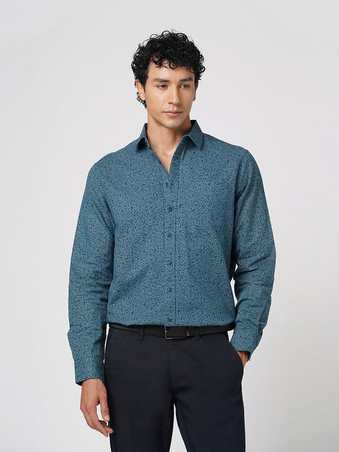 BLUE FLORAL PRINTED OXFORD SHIRT-Shirt - 251033455