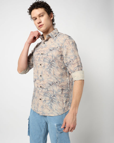 Blue Floral Printed Shirt - Shirt - 240728462