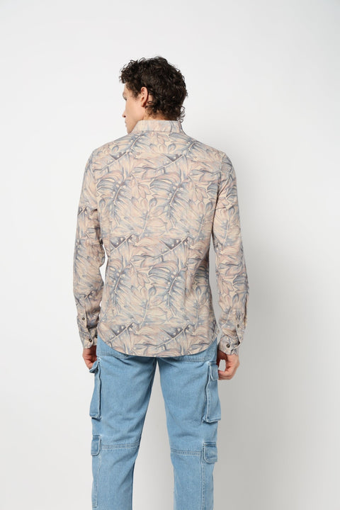 Blue Floral Printed Shirt - Shirt - 240728462